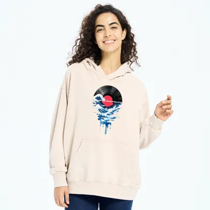Tokyo-Tiger Vinyl Records And Waves Washed Hoodie