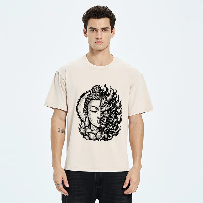 Tokyo-Tiger Half Buddha Half Demon Washed T-Shirt