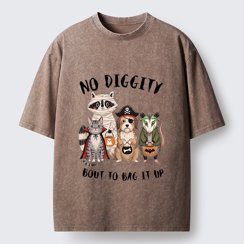 Tokyo‑Tiger Funny Halloween Crew Washed T‑Shirt