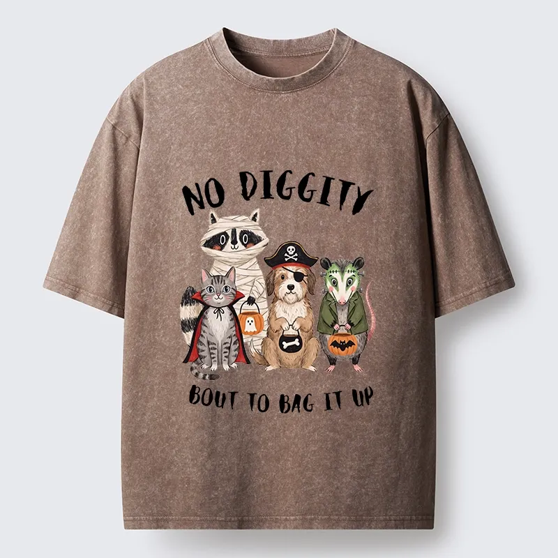 Tokyo‑Tiger Funny Halloween Crew Washed T‑Shirt