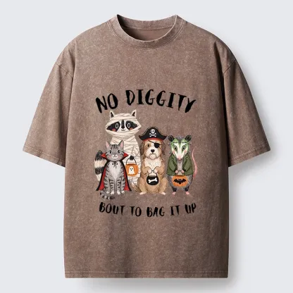 Tokyo‑Tiger Funny Halloween Crew Washed T‑Shirt