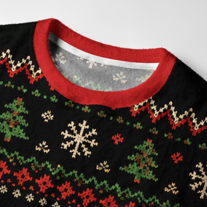 Tokyo-Tiger Cats Decorate Tree Fuzzy Christmas Ugly Sweatshirt