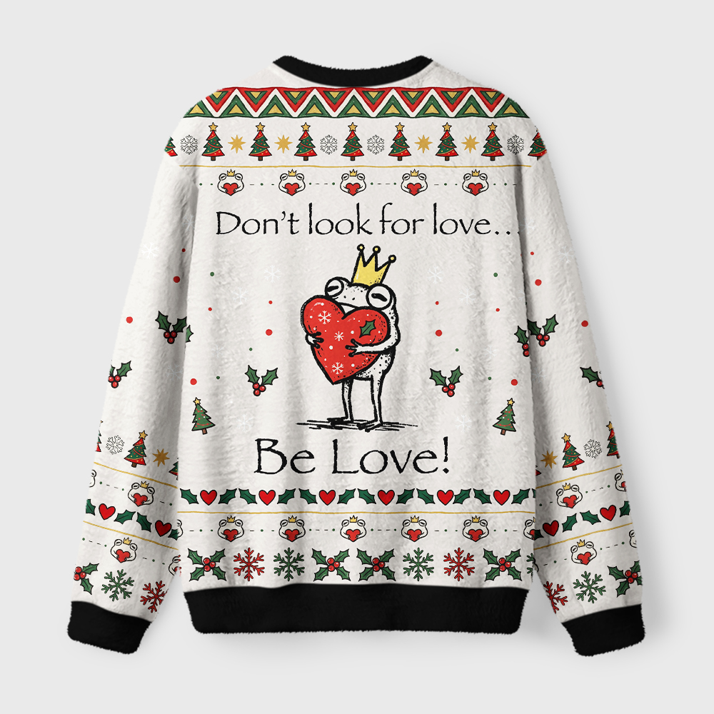 Tokyo-Tiger Inner Love Frog Art Fuzzy Christmas Ugly Sweatshirt