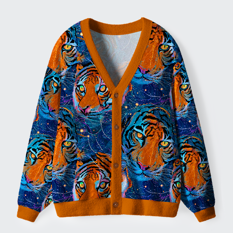 Tokyo-Tiger Tiger: Aurora of the Wild Ugly Cardigan Sweater