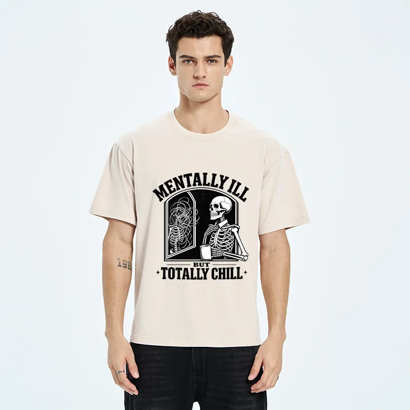 Tokyo‑Tiger Chill Crazy Skeleton Meme Washed T‑Shirt