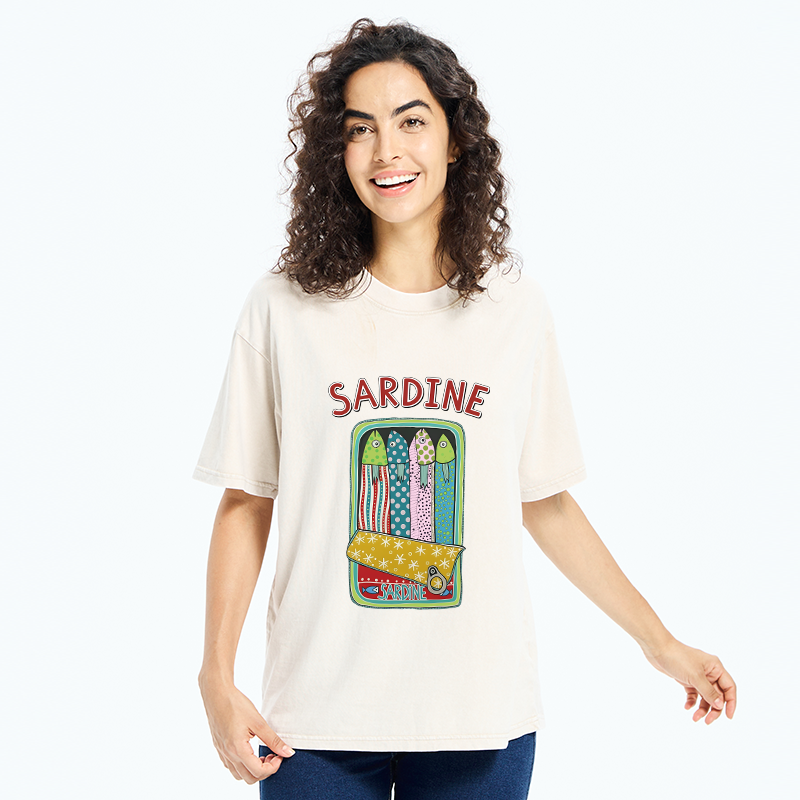 Tokyo-Tiger Colorful Sardines Washed T-Shirt