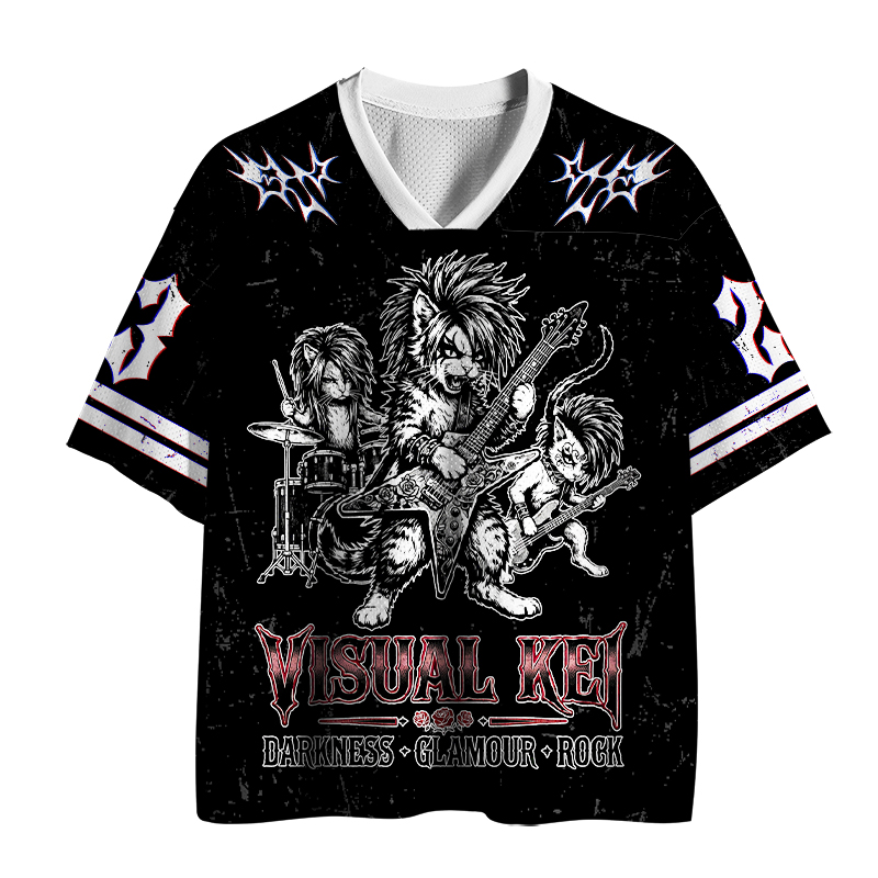 Tokyo-Tiger Gothic Rock Cat Band Visual Kei Mesh Jersey