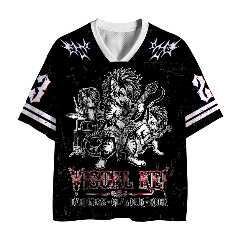 Tokyo-Tiger Gothic Rock Cat Band Visual Kei Mesh Jersey