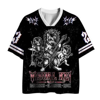 Tokyo-Tiger Gothic Rock Cat Band Visual Kei Mesh Jersey
