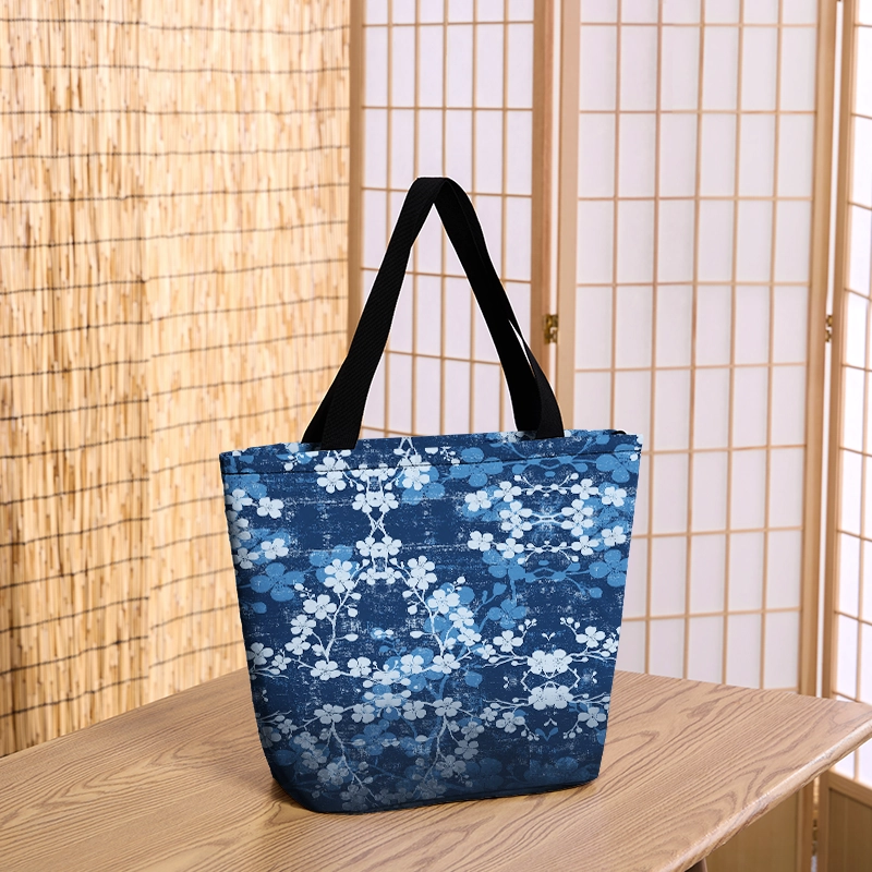 Tokyo-Tiger Midnight Blossoms Zipper Tote Bag