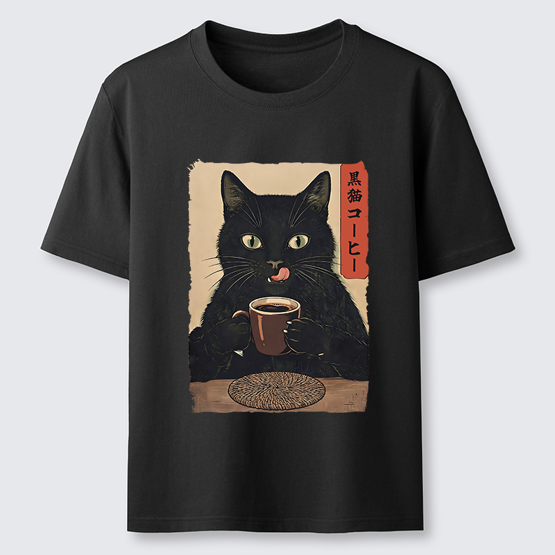Tokyo-Tiger Vintage Black Cat Coffee Art Classic T-Shirt