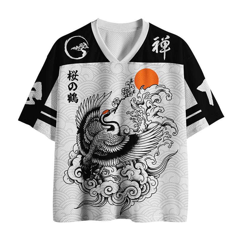 Tokyo-Tiger Sakura Crane In Flight Mesh Jersey