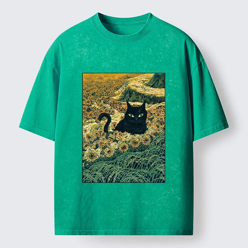 Tokyo‑Tiger Van Gogh Black Cat Washed T‑Shirt