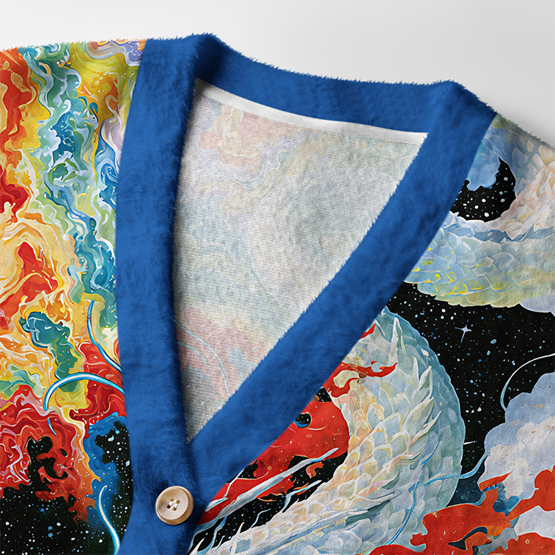 Tokyo-Tiger Celestial Sea Dragon Ugly Cardigan Sweater