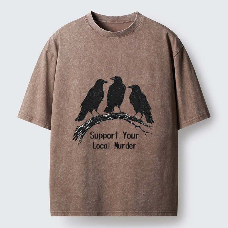 Tokyo-Tiger Crow Group Funny Meme Washed T-Shirt