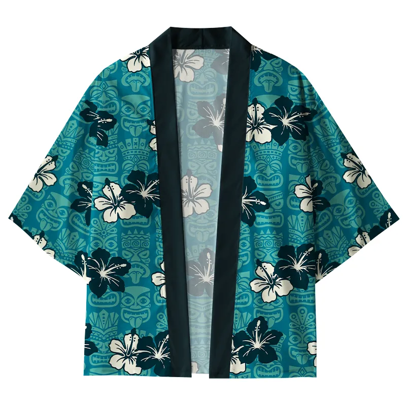 Tokyo-Tiger Floral Escape Teal Kimono Cardigan Sale