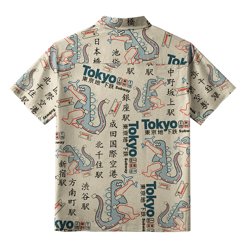 Tokyo-Tiger Funny Tokyo Subway Map Button-up Shirt