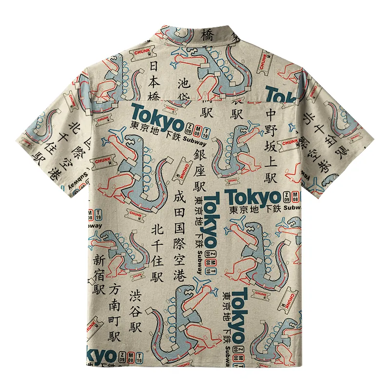 Tokyo-Tiger Funny Tokyo Subway Map Button-up Shirt