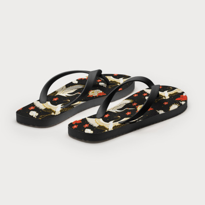 Tokyo-Tiger Celestial Cranes And Blossoms Flip Flops
