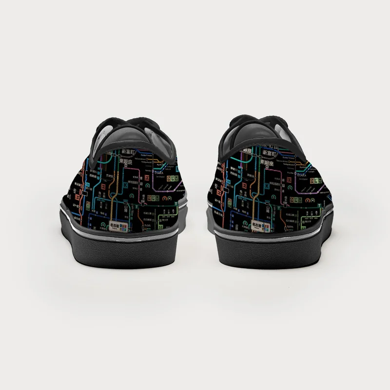 Tokyo-Tiger Tokyo Subway Map Black Canvas Shoes
