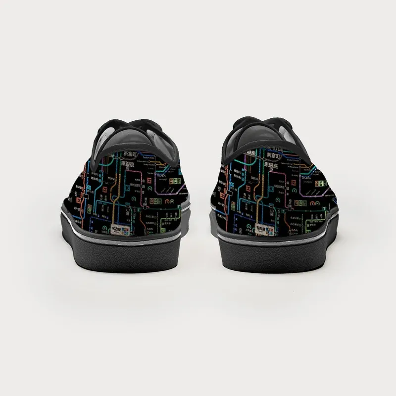 Tokyo-Tiger Tokyo Subway Map Black Canvas Shoes
