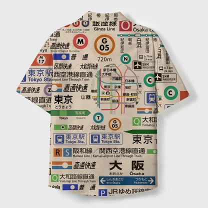 Tokyo-Tiger Tokyo Train Lines Cuban Collar Shirt