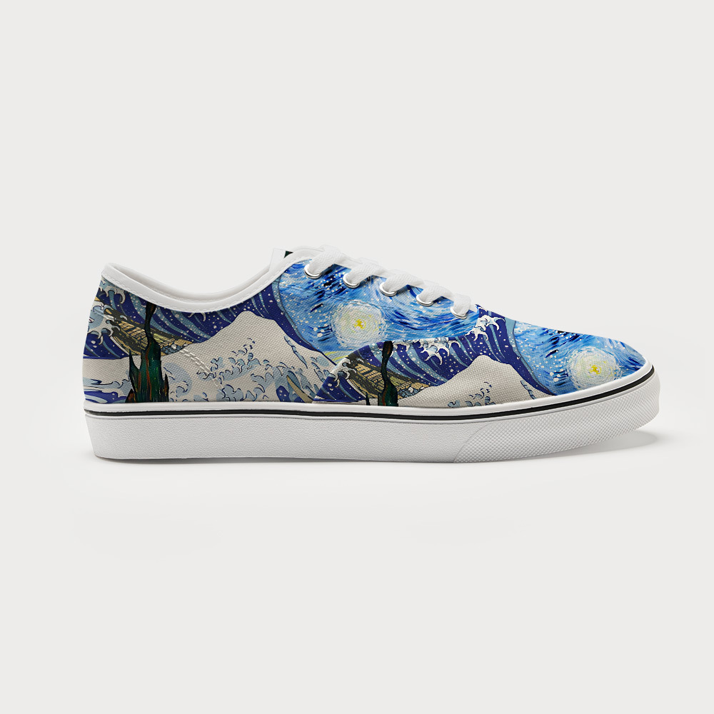 Tokyo-Tiger Waves Under The Starry Night Canvas Shoes