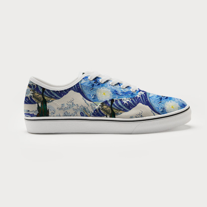 Tokyo-Tiger Waves Under The Starry Night Canvas Shoes