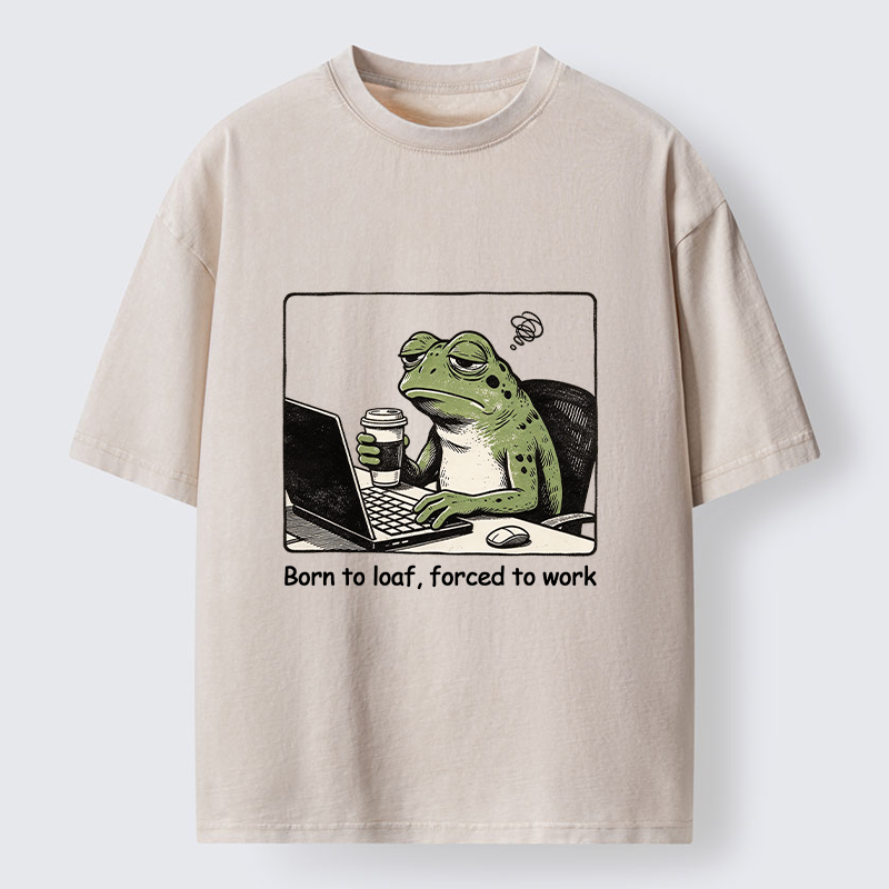 Tokyo-Tiger Working Frog Coffee Meme Washed T-Shirt