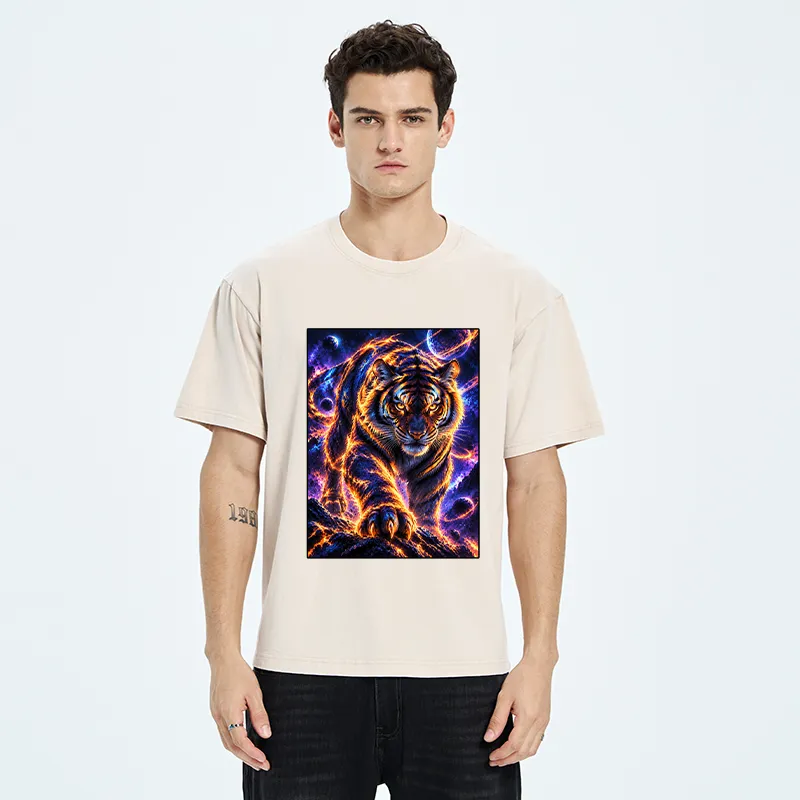 Tokyo-Tiger Cosmic Galaxy Cool Tiger Washed T-Shirt