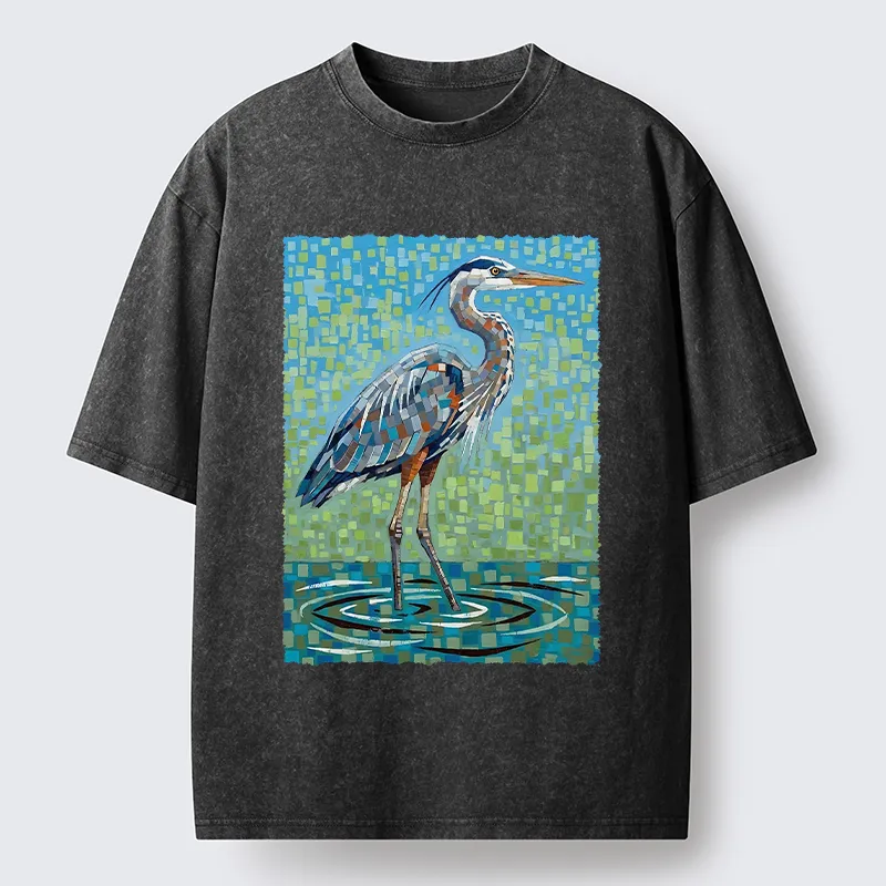Tokyo-Tiger Color Block Heron Washed T-Shirt