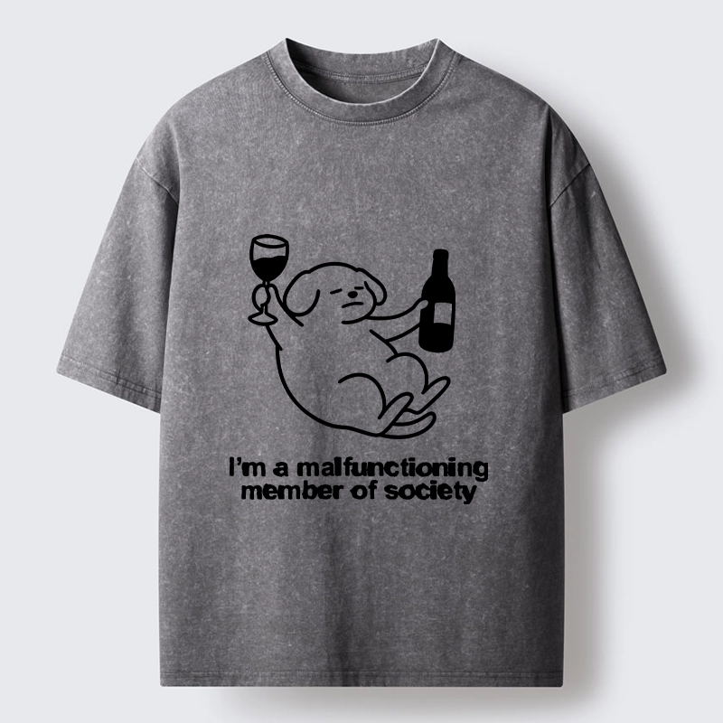 Tokyo‑Tiger Silly Wine Dog Vibe Washed T‑Shirt