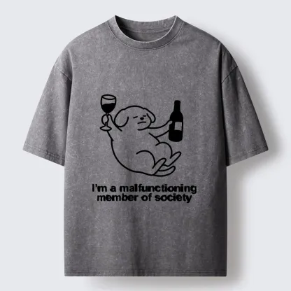 Tokyo‑Tiger Silly Wine Dog Vibe Washed T‑Shirt