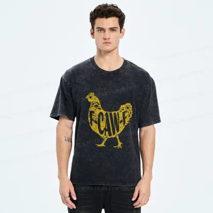 Tokyo-Tiger Cock Crows Funny Washed T-Shirt