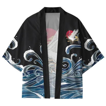 Tokyo-Tiger The Great Wave Off Crane Kimono Cardigan