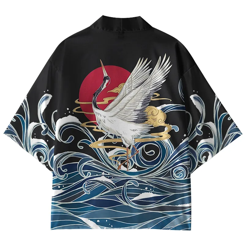Tokyo-Tiger The Great Wave Off Crane Kimono Cardigan