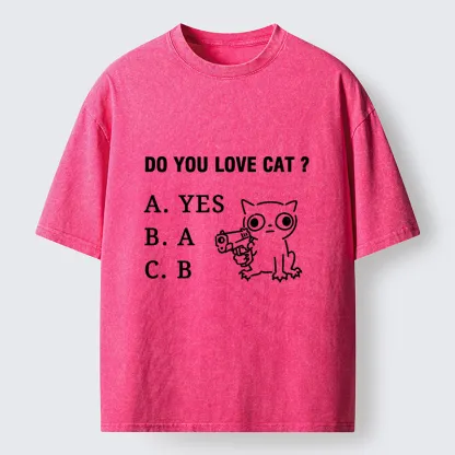 Tokyo-Tiger Funny Cat Quiz Meme Washed T-Shirt