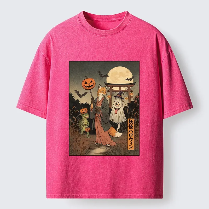 Tokyo‑Tiger Yokai Halloween Crew Washed T‑Shirt