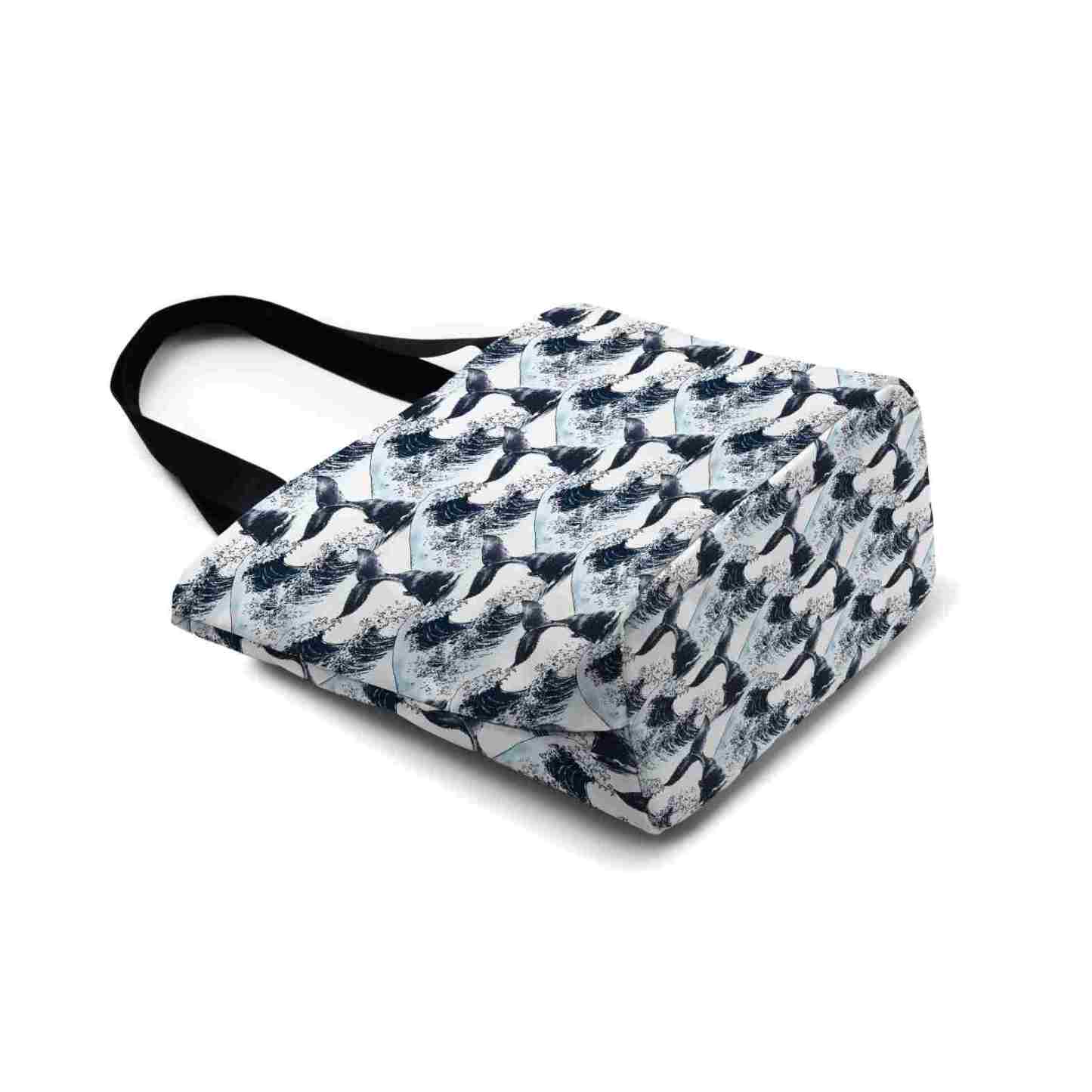 Tokyo-Tiger Whale Tail Wave Art Zipper Tote Bag
