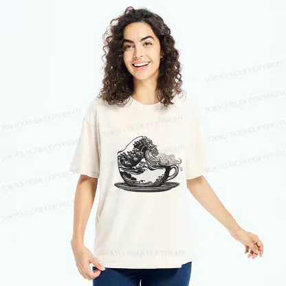 Tokyo-Tiger Vintage Coffee Wave Washed T-Shirt