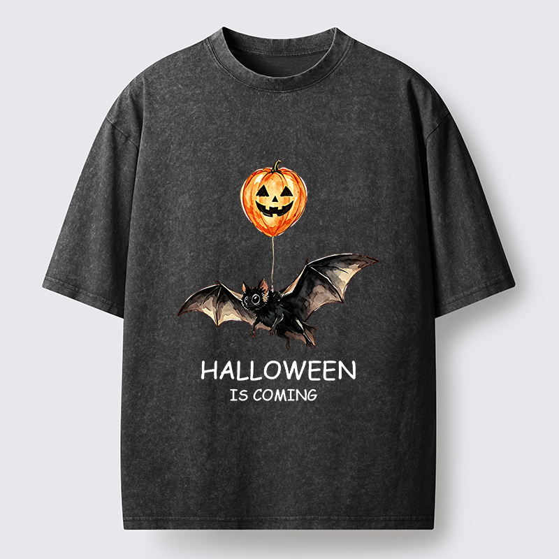 Tokyo‑Tiger Pumpkin Balloon Bat Meme Washed T‑Shirt