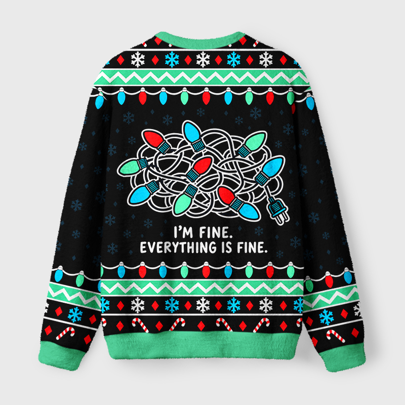 Tokyo-Tiger Wrapped LED Strip Fuzzy Christmas Ugly Sweatshirt