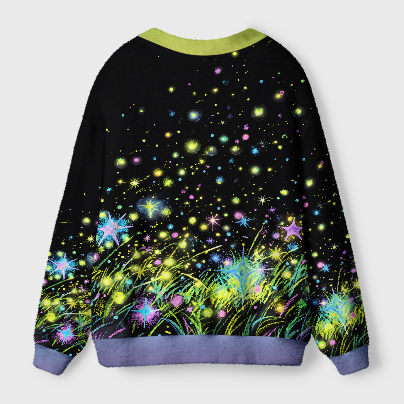 Tokyo-Tiger Glowing Starry Meadow Ugly Cardigan Sweater