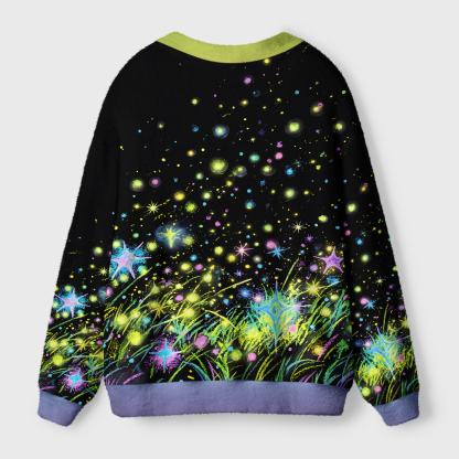 Tokyo-Tiger Glowing Starry Meadow Ugly Cardigan Sweater