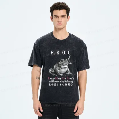 Tokyo-Tiger Indifferent Frog Washed T-Shirt