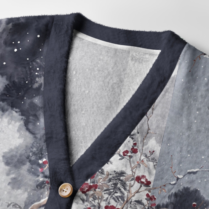 Tokyo-Tiger Cat Among Plum Blossoms Ugly Cardigan Sweater