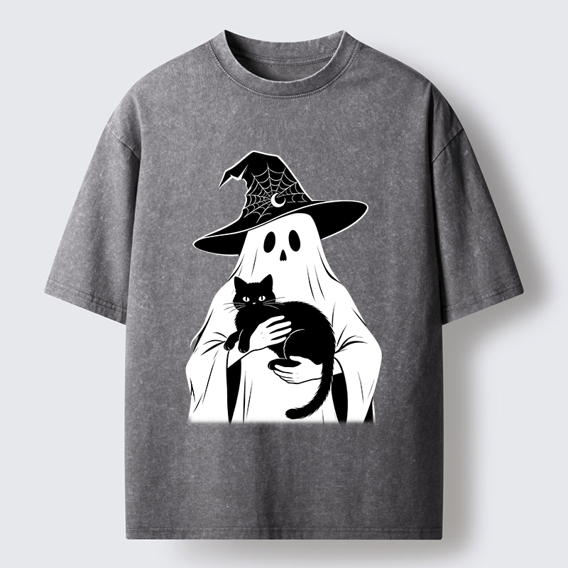 Tokyo-Tiger Ghost Cat Buddy Washed T-Shirt