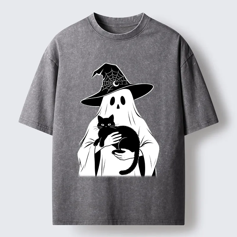 Tokyo-Tiger Ghost Cat Buddy Washed T-Shirt