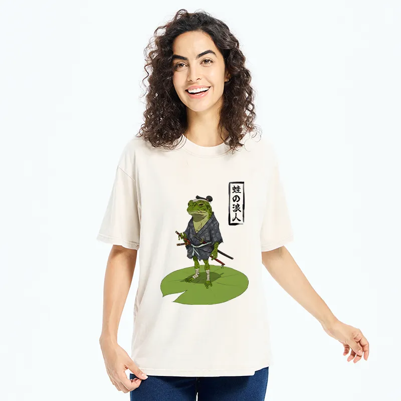 Tokyo-Tiger Frog Japanese Samurai Washed T-Shirt