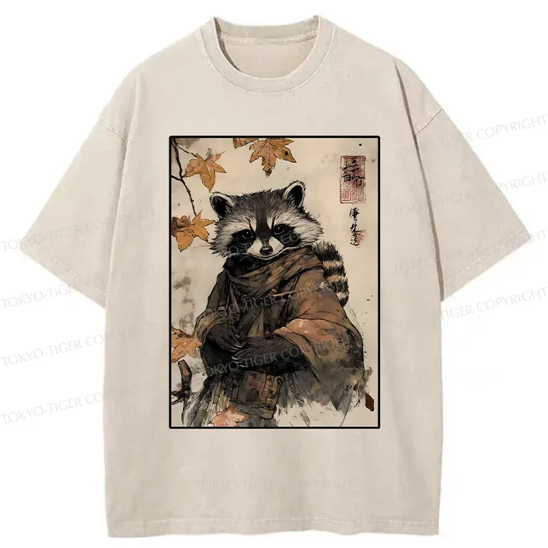 Tokyo-Tiger Raccoon Ninja Washed T-Shirt Sale